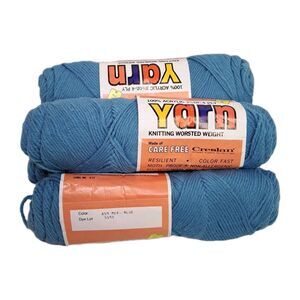 Vtg Creslan Yarn Lot (5) Skeins 3.5oz 4 Ply Medium Blue Acrylic Worsted Knitting